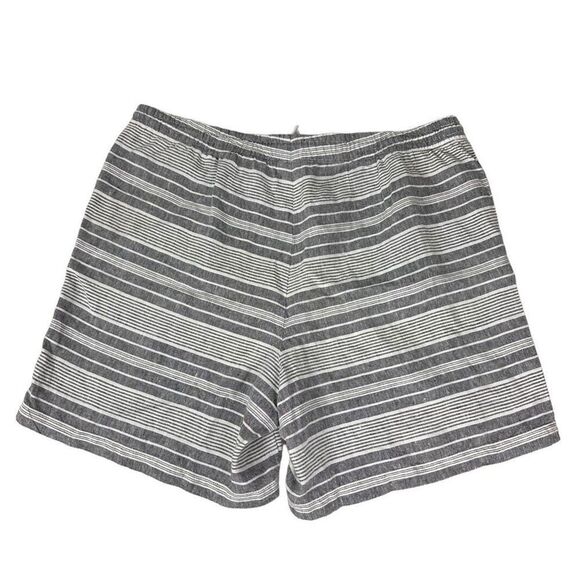 J. Jill Love Linen Striped Pull On size XL Drawstring Shorts Grey White - Picture 2 of 7